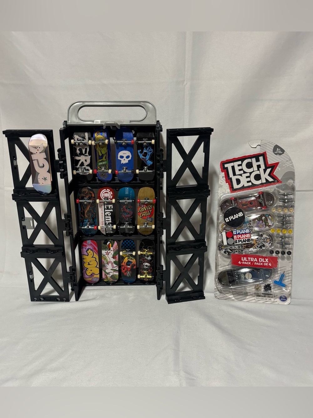 Tech Deck Fingerboard Lot of 17 + Carrying Storage Case Plan B Ultra DLX Pack